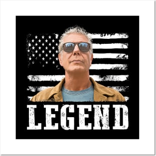 Vintage American Flag Bourdain Chef Legend Posters and Art